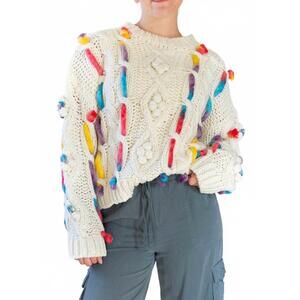 NEW URBAN DAIZY entangled cable knit sweater in multi